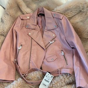 Zara Faux Leather Pink Jacket—XL Brand New with tags!